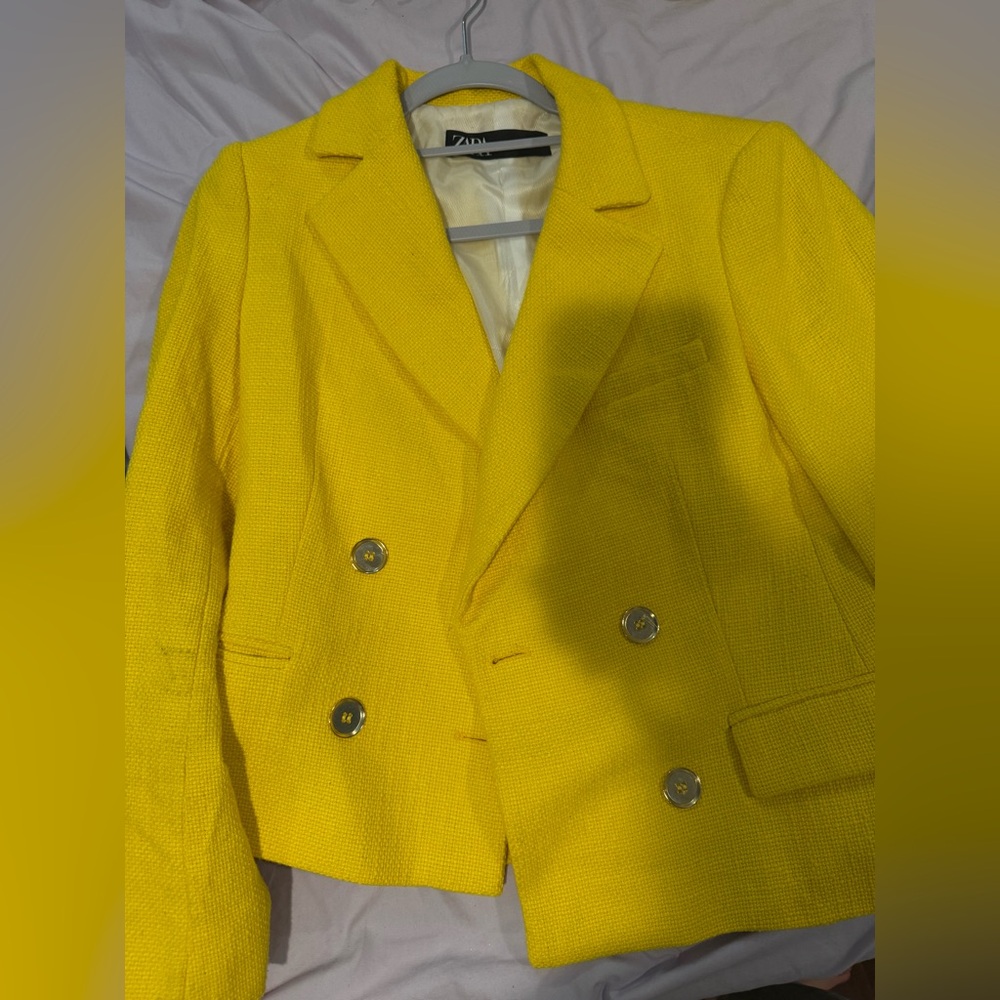 Zara Knit Women Blazer Yellow